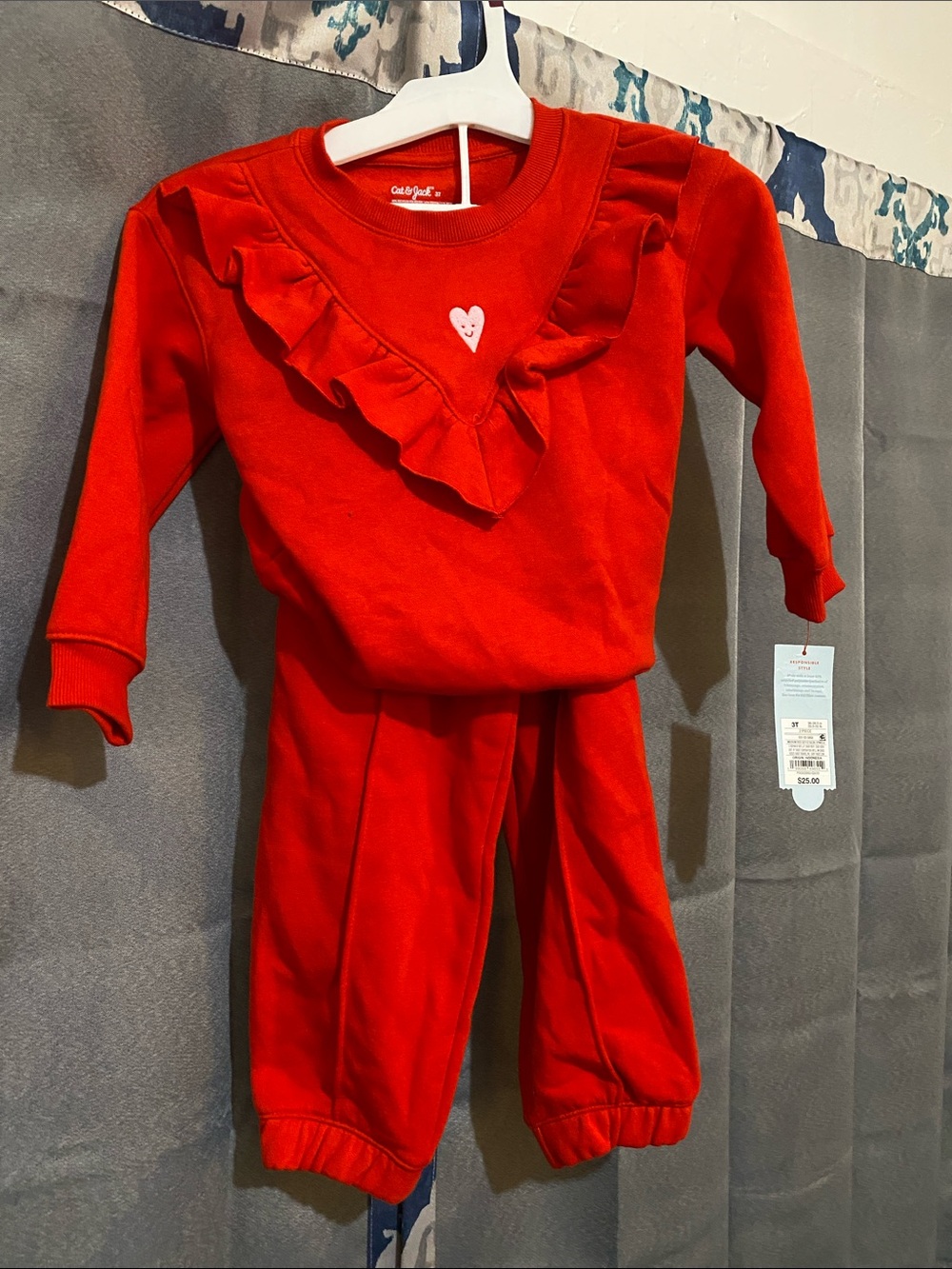 Cat & Jack Red Ruffle Heart Two-Piece Set